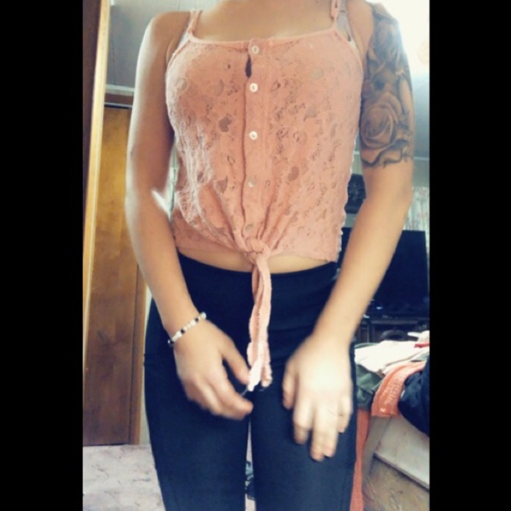 Pink tie tank top